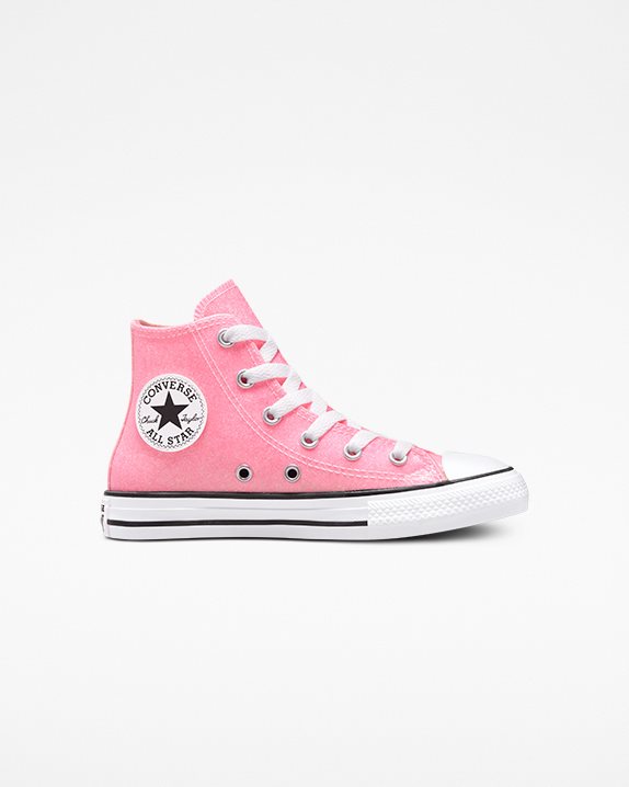 Converse Chuck Star Sun Kissed Glitter Junior Høye Barn , Rosa / Hvite Billig hos Nettbutikk Norge